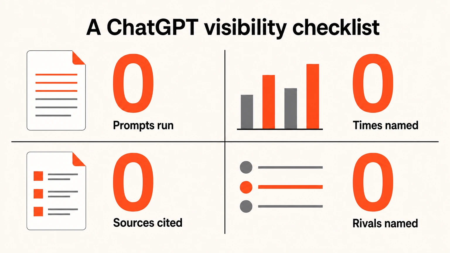 Four ChatGPT visibility figures worth recording monthly, from prompts run to rivals named