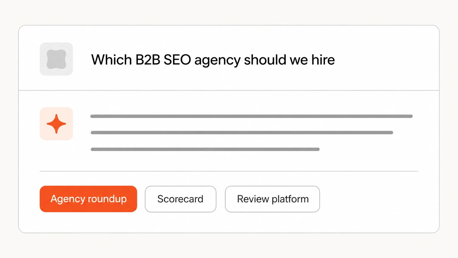 An AI answer recommending B2B SEO agencies with one cited source chip highlighted in orange