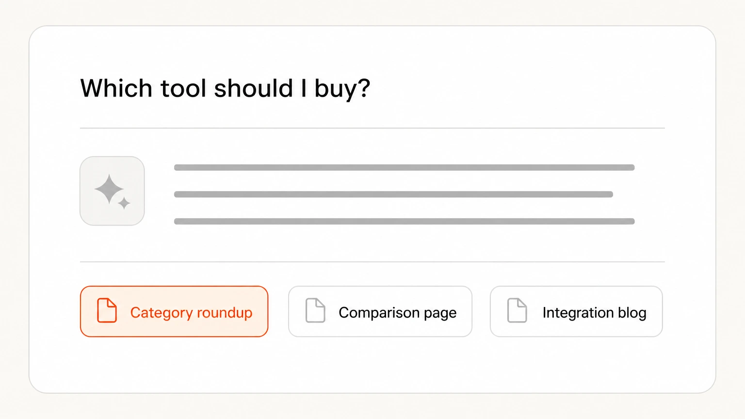 An AI answer naming a tool with the category roundup source chip highlighted