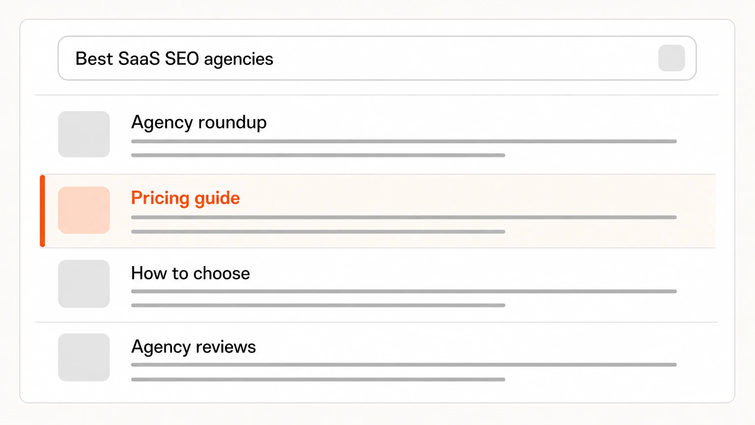 A search results page for best SaaS SEO agencies with the second result highlighted