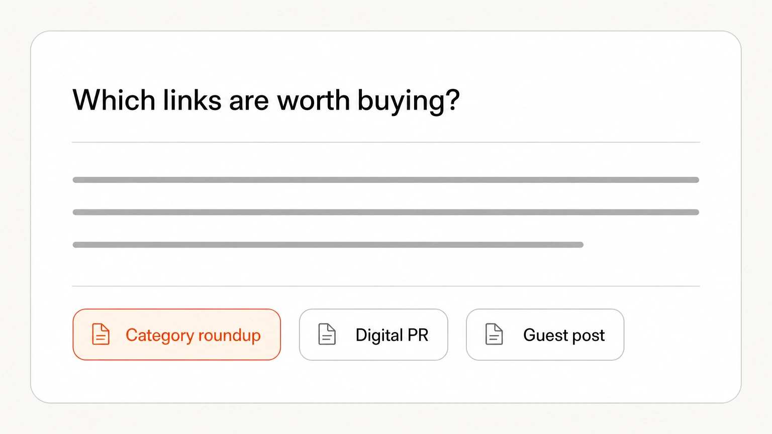 An AI answer about link types with the category roundup source chip highlighted
