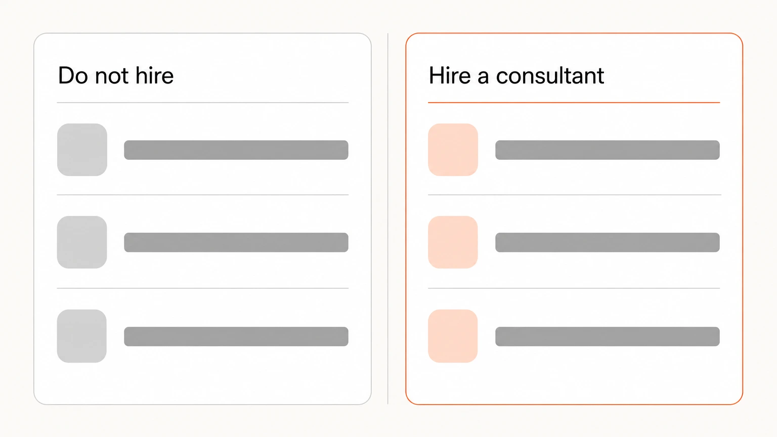 Two panels contrasting when to hire a SaaS SEO consultant against when not to